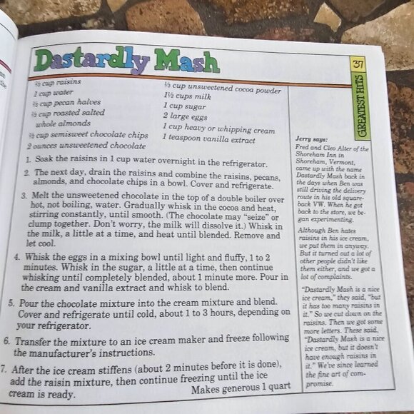 Ben & Jerry's Homemade Ice Cream & Dessert Book By Ben Cohen & Jerry Greenfield - Picture 6 of 6